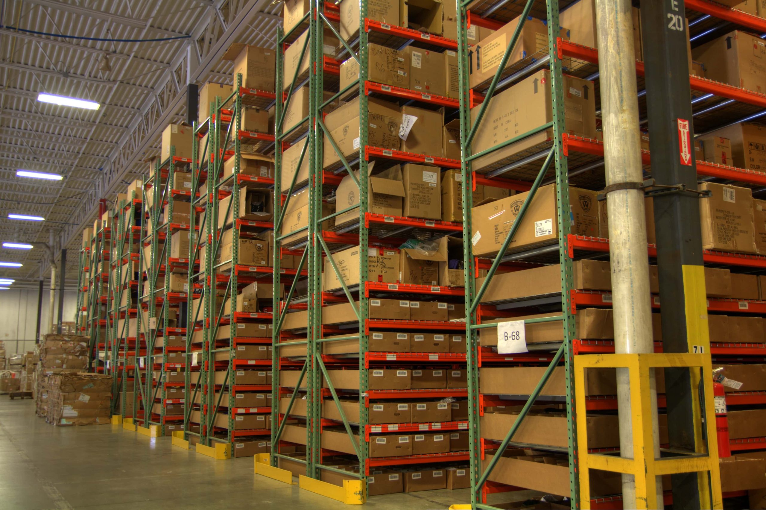 pallet racking system warehouse view