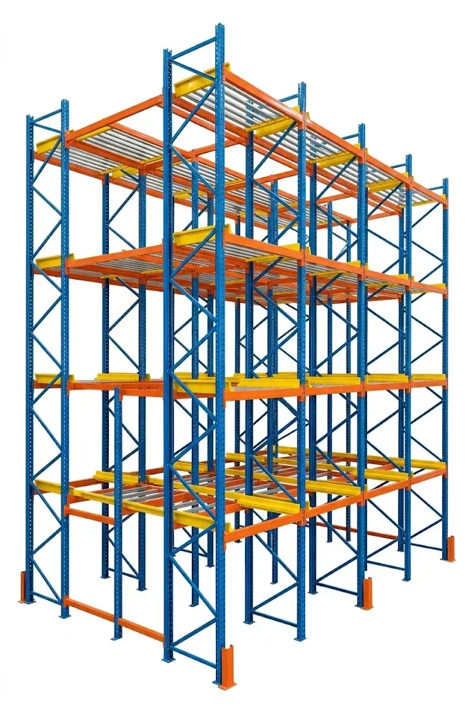 Storage shelves with heavy loads on HV shelving units, maximizing warehouse capacity.