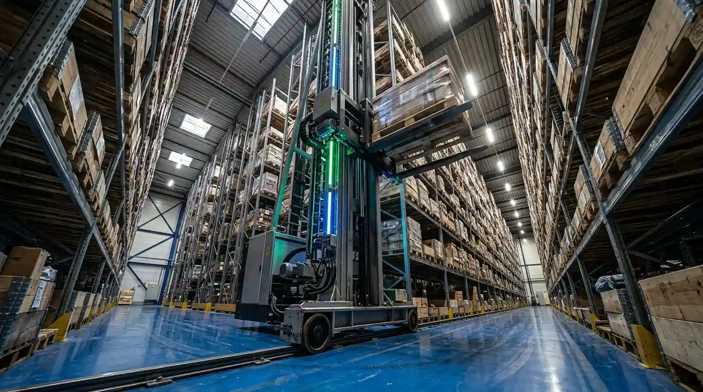 Integrated ASRS robotics system communicating with warehouse management software