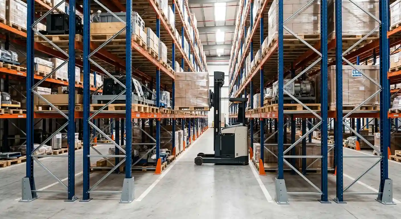 Teardrop Pallet Rack Uprights with Horizontal & Diagonal Bracing for Industrial Storage